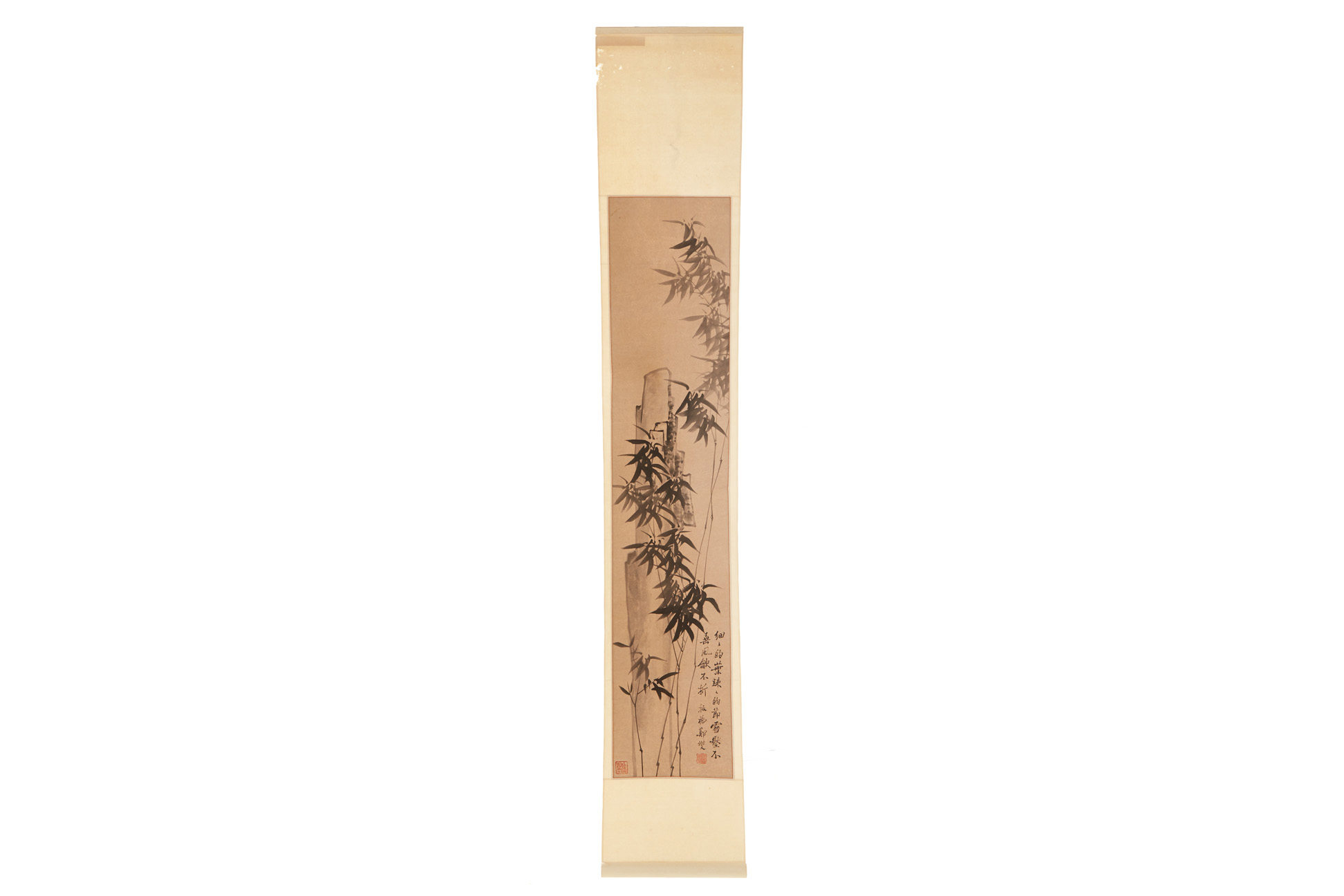 FOUR CHINESE HANGING SCROLL OF FLOWERS ON ROCKS - Image 7 of 12