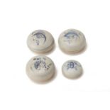 FOUR BLUE & WHITE PORCELAIN COSMETIC BOXES