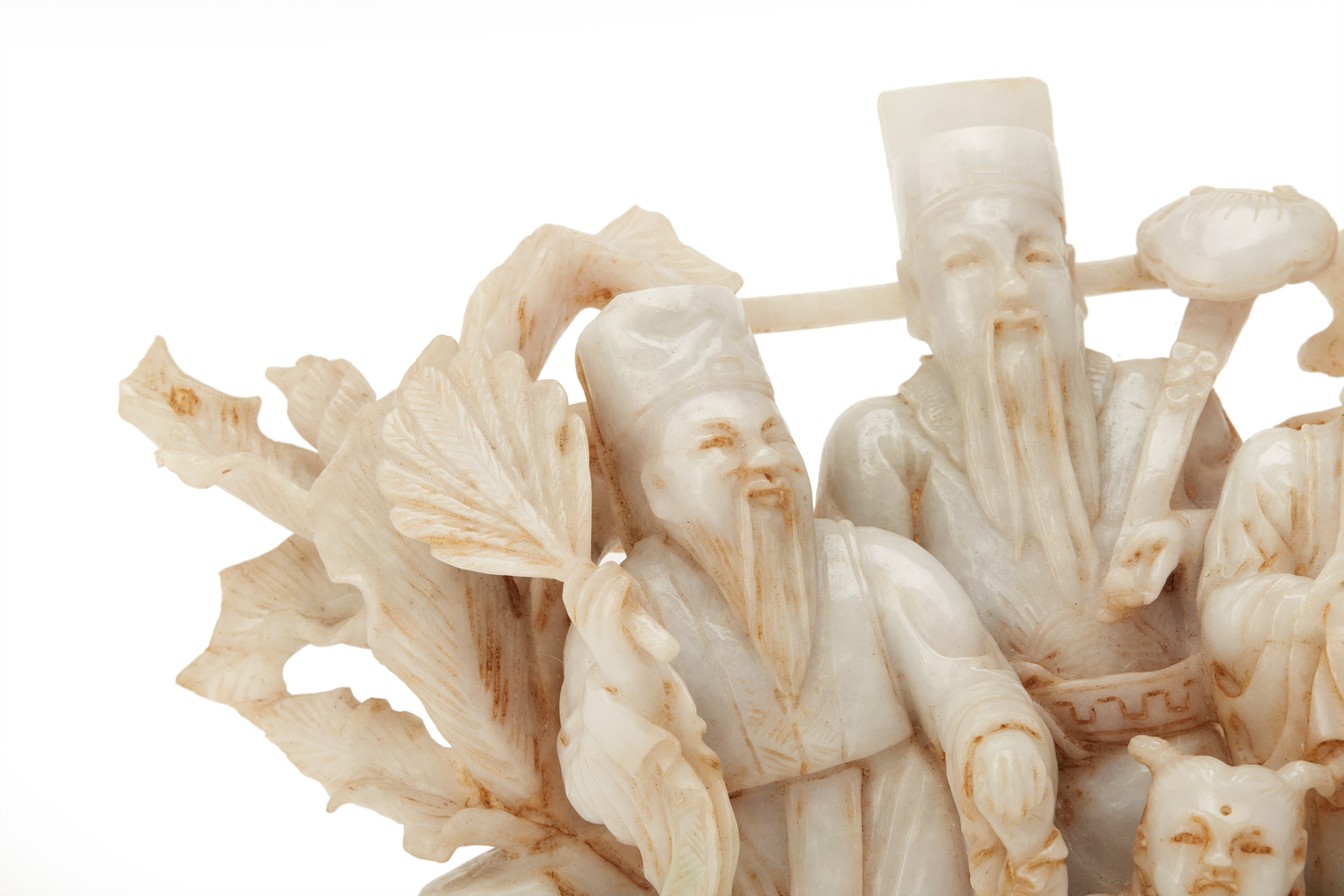 A CARVED JADE FU LU SHOU GROUP - Image 2 of 6