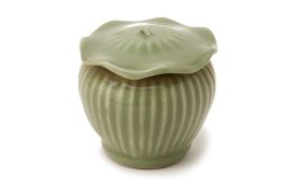 A SMALL SONG STYLE CELADON JAR AND COVER