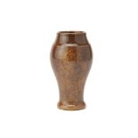 A BROWN GLAZED BALUSTER VASE