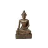 A SUKOTHAI STYLE BRONZE FIGURE OF BUDDHA