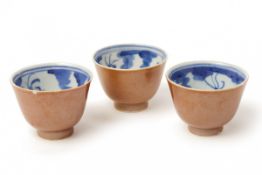 THREE BATAVIAN PORCELAIN TEA BOWLS