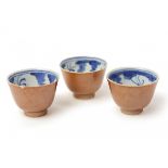 THREE BATAVIAN PORCELAIN TEA BOWLS