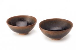 TWO JIAN 'HARE'S FUR' GLAZED TEA BOWLS