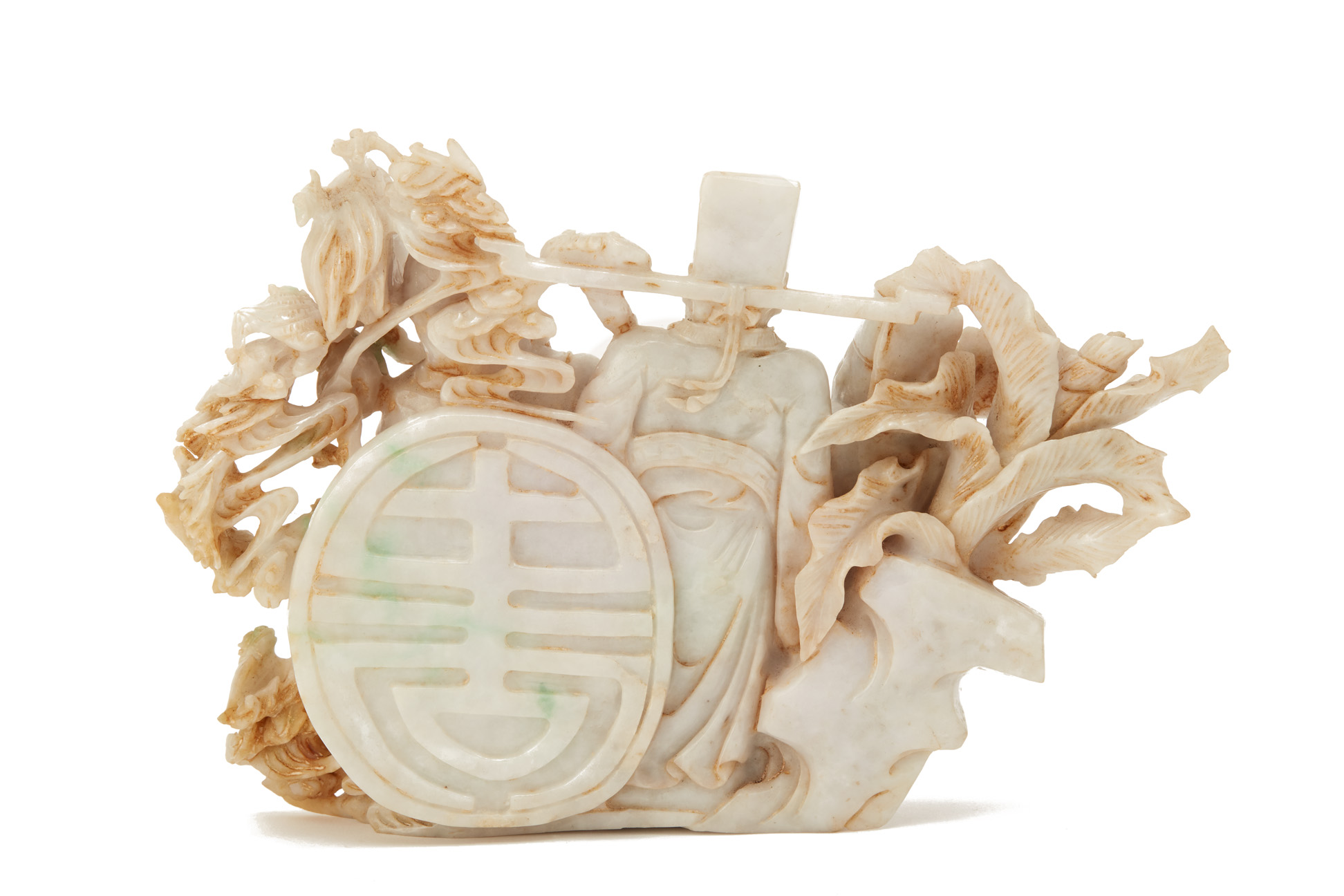 A CARVED JADE FU LU SHOU GROUP - Image 5 of 6