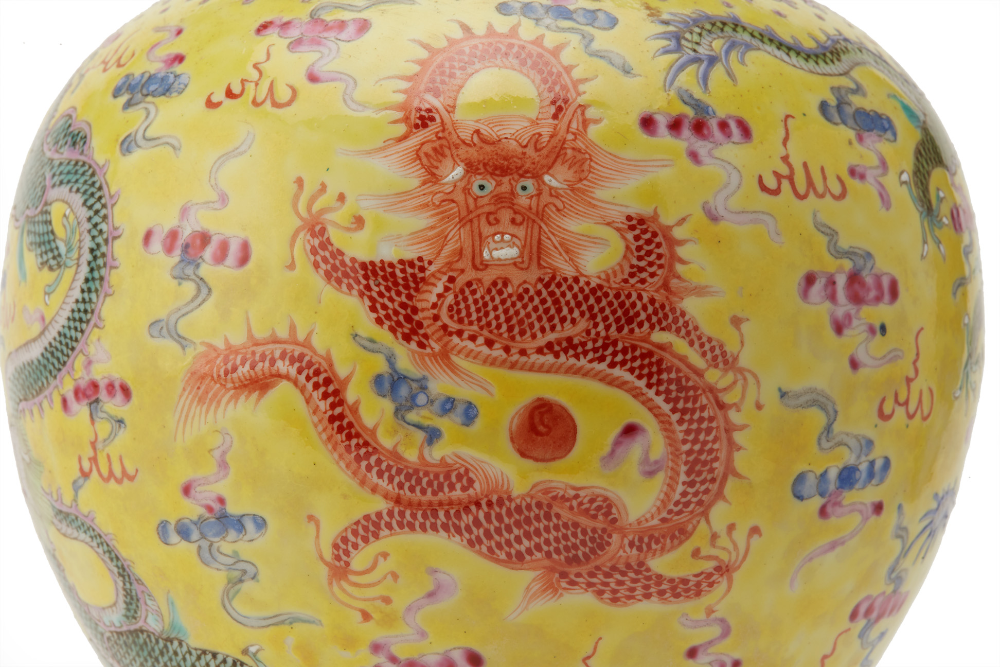 A YELLOW GROUND FAMILLE ROSE PORCELAIN LANTERN - Image 2 of 4