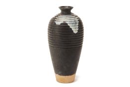 A WHITE SPLASHED BLACK GLAZED MEIPING VASE