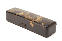 A JAPANESE BLACK AND GILT LACQUER SCHOLAR'S BOX