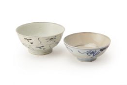 TWO BLUE AND WHITE PORCELAIN BOWLS