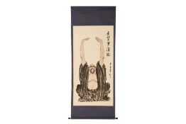 A LARGE CHINESE HANGING SCROLL OF A MONK