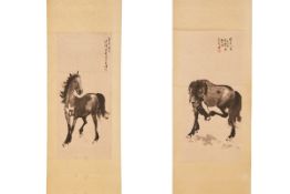 STYLE OF XU BEIHONG (1895-1953) - TWO STUDIES OF HORSES