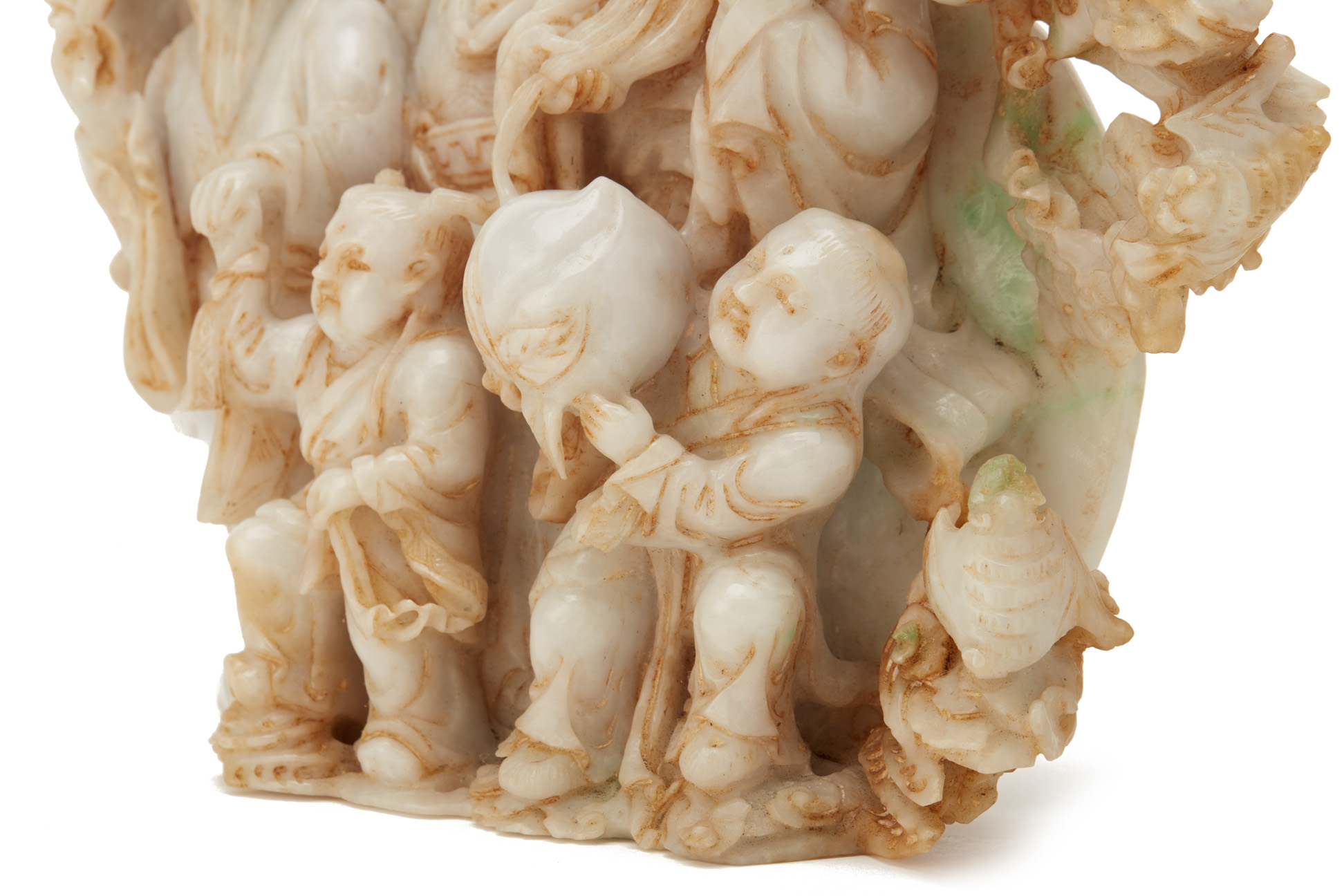 A CARVED JADE FU LU SHOU GROUP - Image 4 of 6