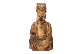 A CARVED GILT-WOOD FIGURE OF A DAOIST FIGURE