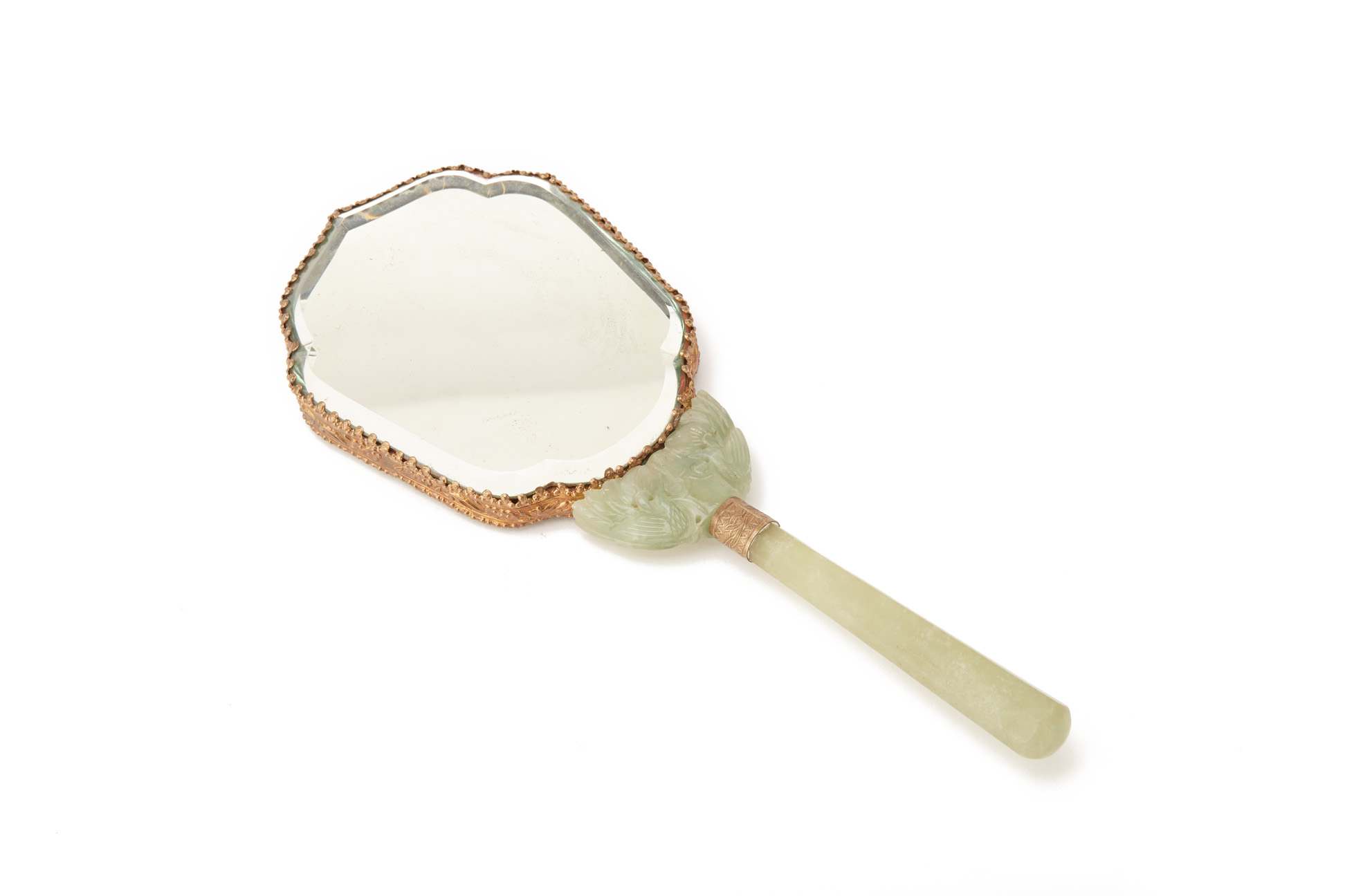 A JADE AND HARDSTONE INLAID HAND MIRROR - Image 2 of 9