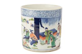 A WUCAI PORCELAIN BRUSH POT