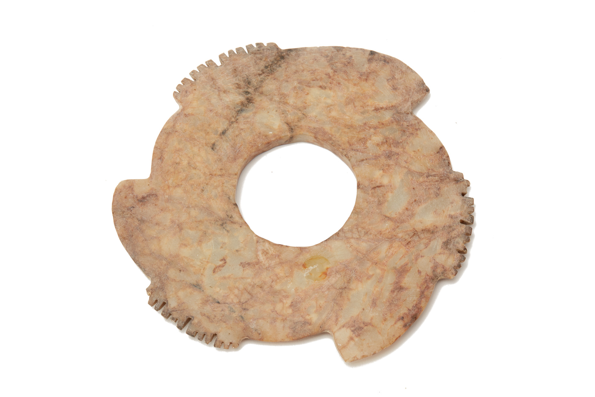 AN ARCHAIC STYLE NOTCHED JADE BI DISC