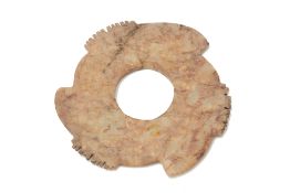 AN ARCHAIC STYLE NOTCHED JADE BI DISC