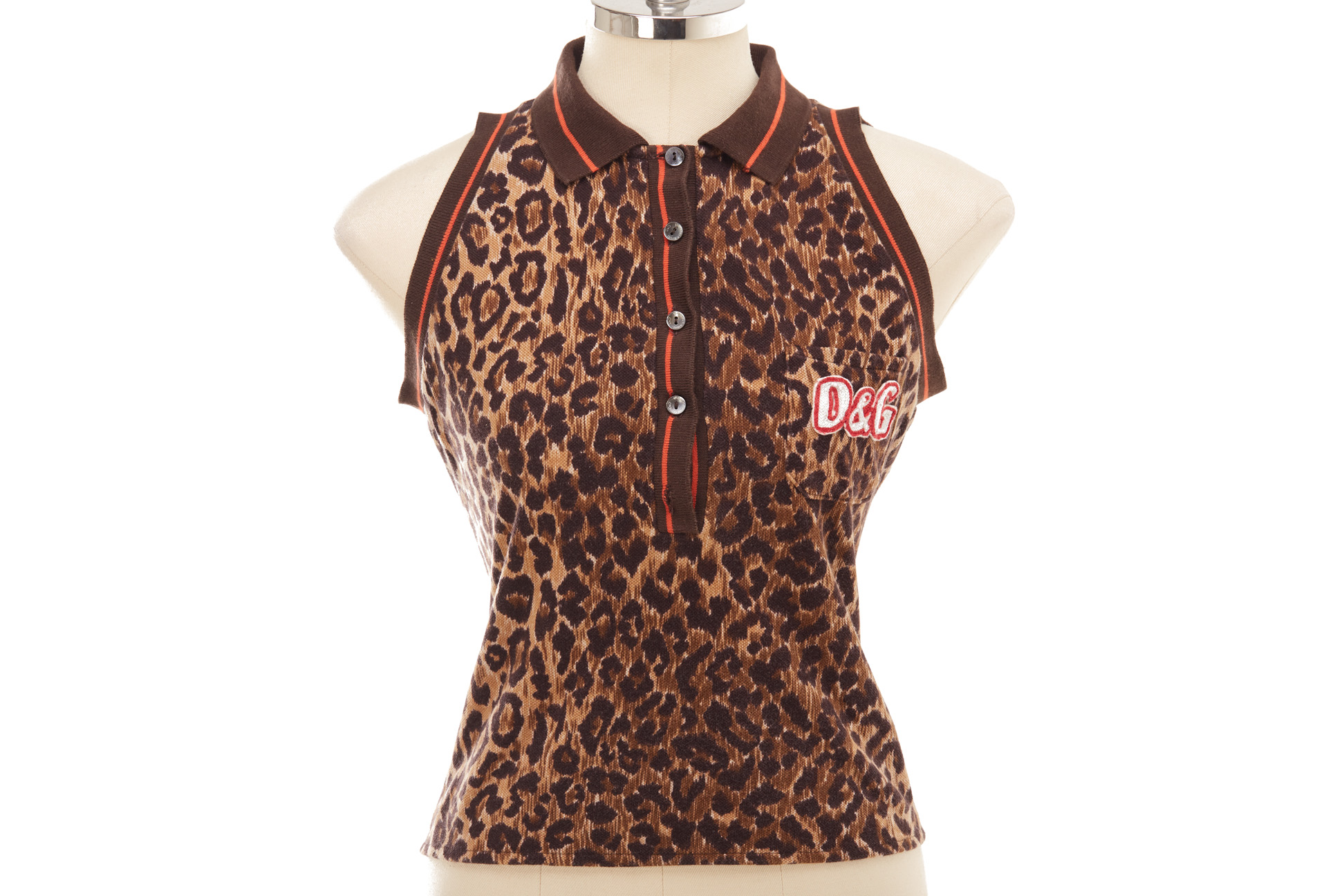 A DOLCE & GABBANA LEOPARD PRINT SLEEVLESS TOP