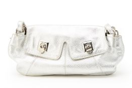 A SIGERSON MORRISON SILVER METALLIC HANDBAG