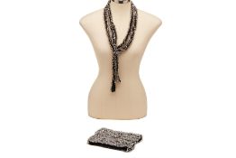 A JIAN HUI LONDON CRYSTAL BEAD & BLACK KNIT SET