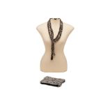 A JIAN HUI LONDON CRYSTAL BEAD & BLACK KNIT SET