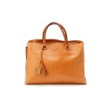 A MASSIMO DUTTI BROWN LEATHER HANDBAG