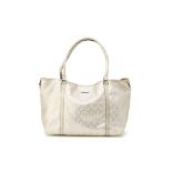 A GUCCI IMPRIME SILVER METALLIC MONOGRAM TOTE