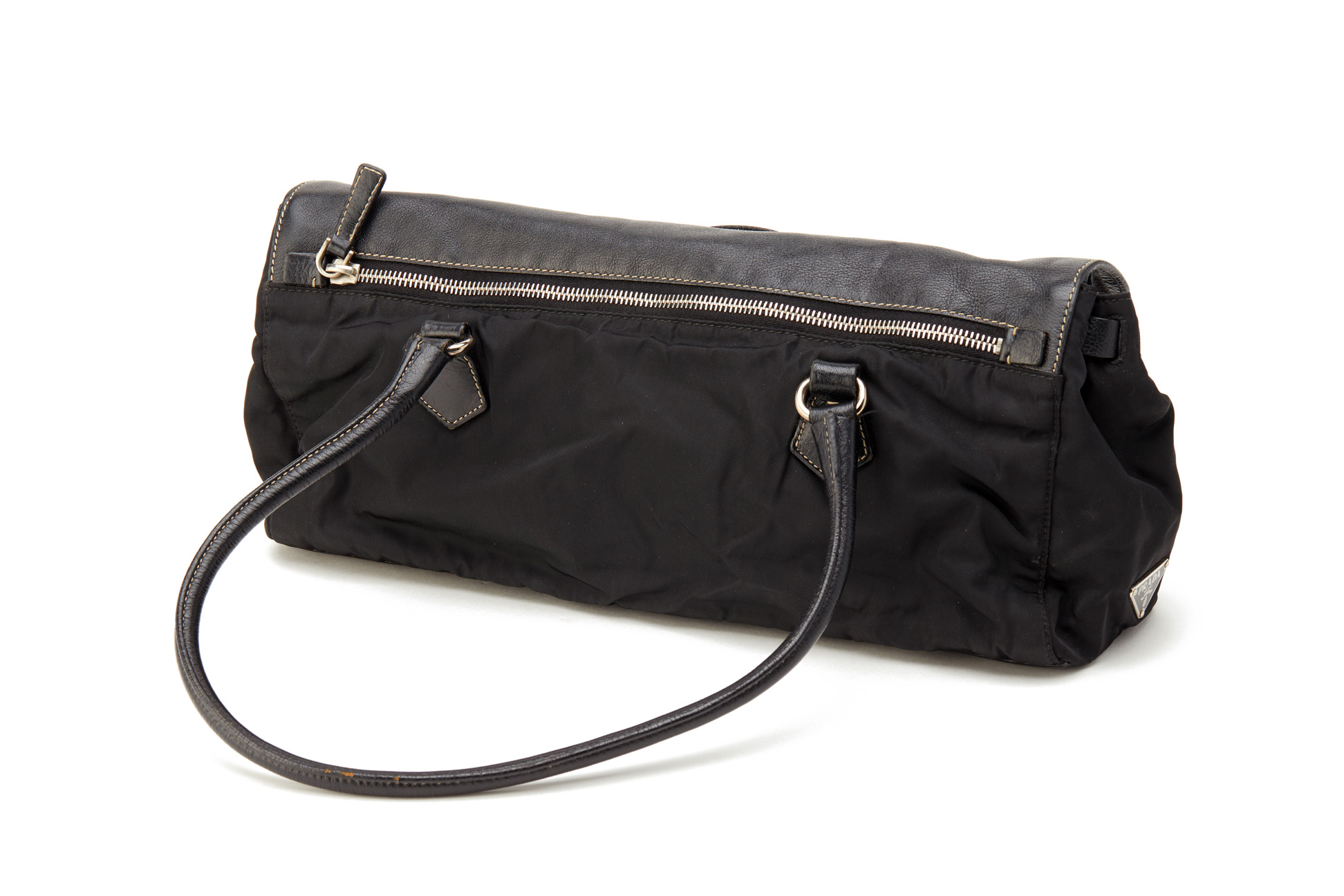 A PRADA BLACK NYLON & LEATHER SHOULDER BAG - Image 3 of 4