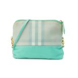 A BURBERRY 'THE PETAL' TURQUOISE DEER SKIN CROSS BODY BAG