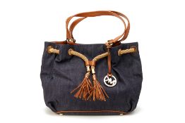 A MICHAEL KORS DENIM & LEATHER BUCKET BAG