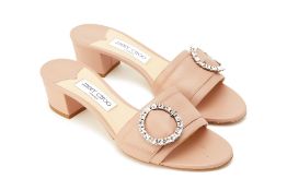 A PAIR OF JIMMY CHOO PALE PINK HEELED SANDALS EU 41