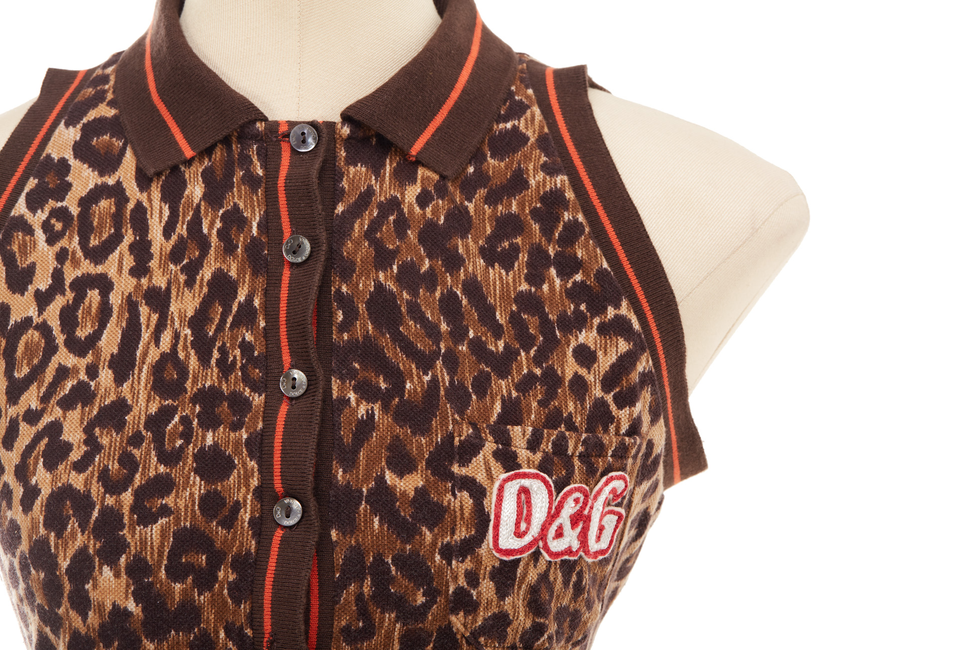 A DOLCE & GABBANA LEOPARD PRINT SLEEVLESS TOP - Image 2 of 2