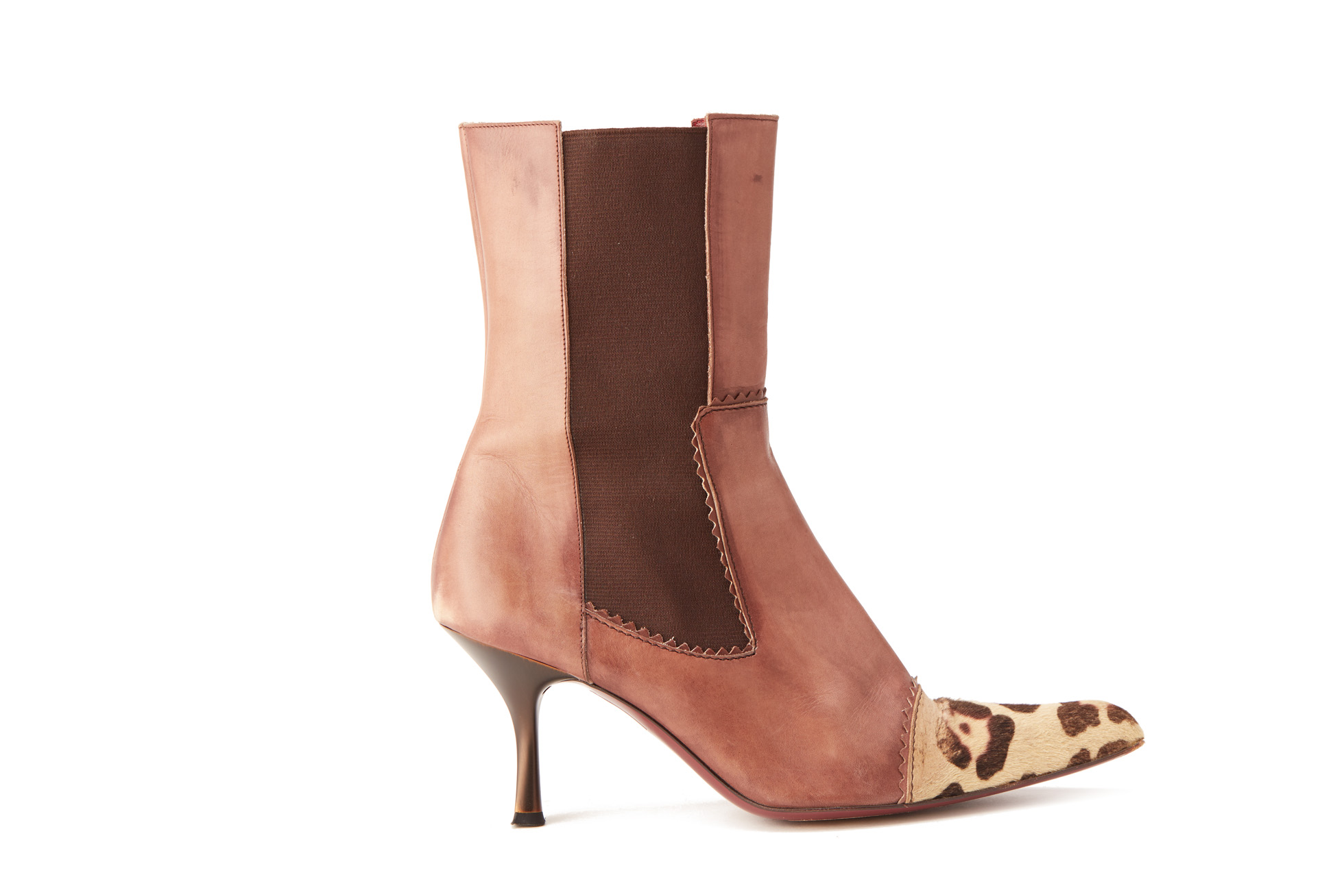 A PAIR OF RONIT ZILKHA BROWN LEATHER HEELED BOOTS EU 39 - Image 2 of 3