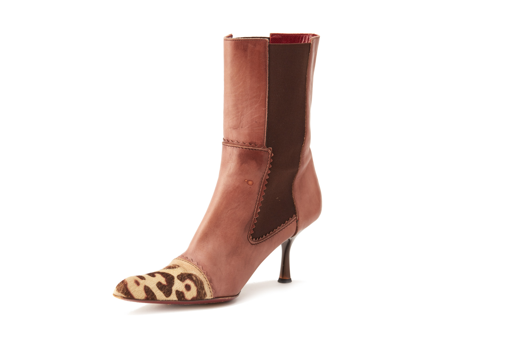 A PAIR OF RONIT ZILKHA BROWN LEATHER HEELED BOOTS EU 39 - Image 3 of 3