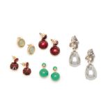FIVE MULTICOLOURED PAIRS OF EARRINGS