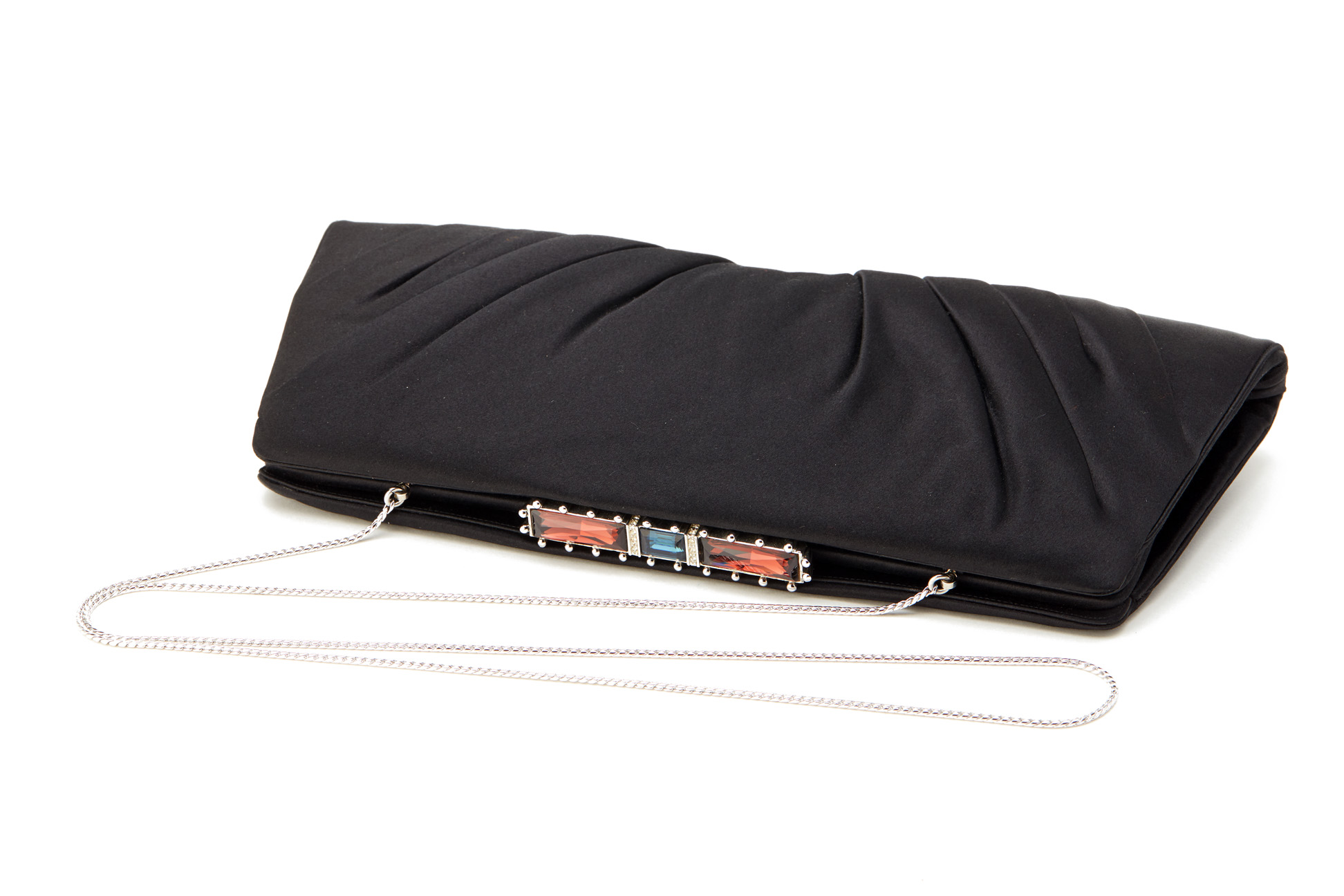 A JUDITH LEIBER BLACK SATIN EVENING BAG - Image 2 of 3