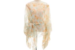 A ROBERTO CAVALLI CREAM PRINTED SILK BLOUSE