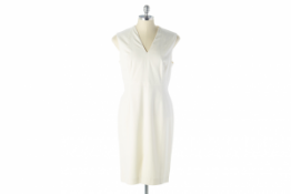 A PRECIS PETITE WHITE STRUCTURED SHIFT DRESS