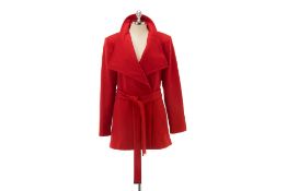 A TED BAKER RED WRAP WOOL COAT