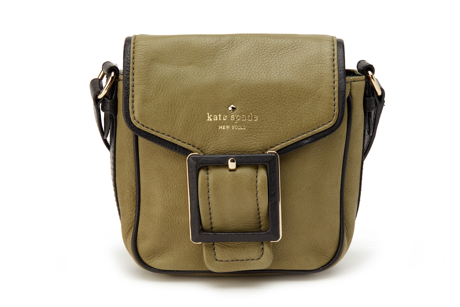 A KATE SPADE OLIVE GREEN LEATHER CROSS BODY BAG