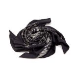 A HERMÈS 'QATARI-ORYX' BLACK & GREY SILK SCARF