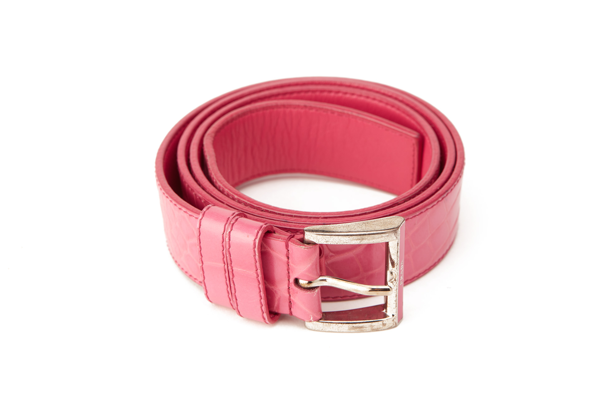 A PRADA FUCHSIA PINK LEATHER BELT