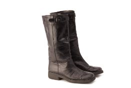 A PAIR OF STEPHANE KELIAN BLACK LEATHER BOOTS US 6.5