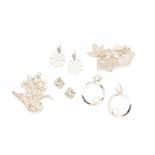 FIVE SILVER TONE AND DIAMANTÉ EMBELLISHED JEWELLERY PIECES
