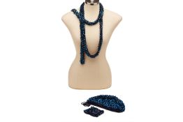 A JIAN HUI LONDON BLUE BEAD & KNIT SET