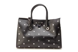 A JIMMY CHOO BLACK 'RILEY' LEATHER STUDDED HANDBAG