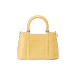 A KWANPEN VINTAGE BEIGE CROCODILE SKIN HAND BAG