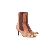 A PAIR OF RONIT ZILKHA BROWN LEATHER HEELED BOOTS EU 39