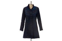 A DESIGUAL BLUE EMBOSSED COAT